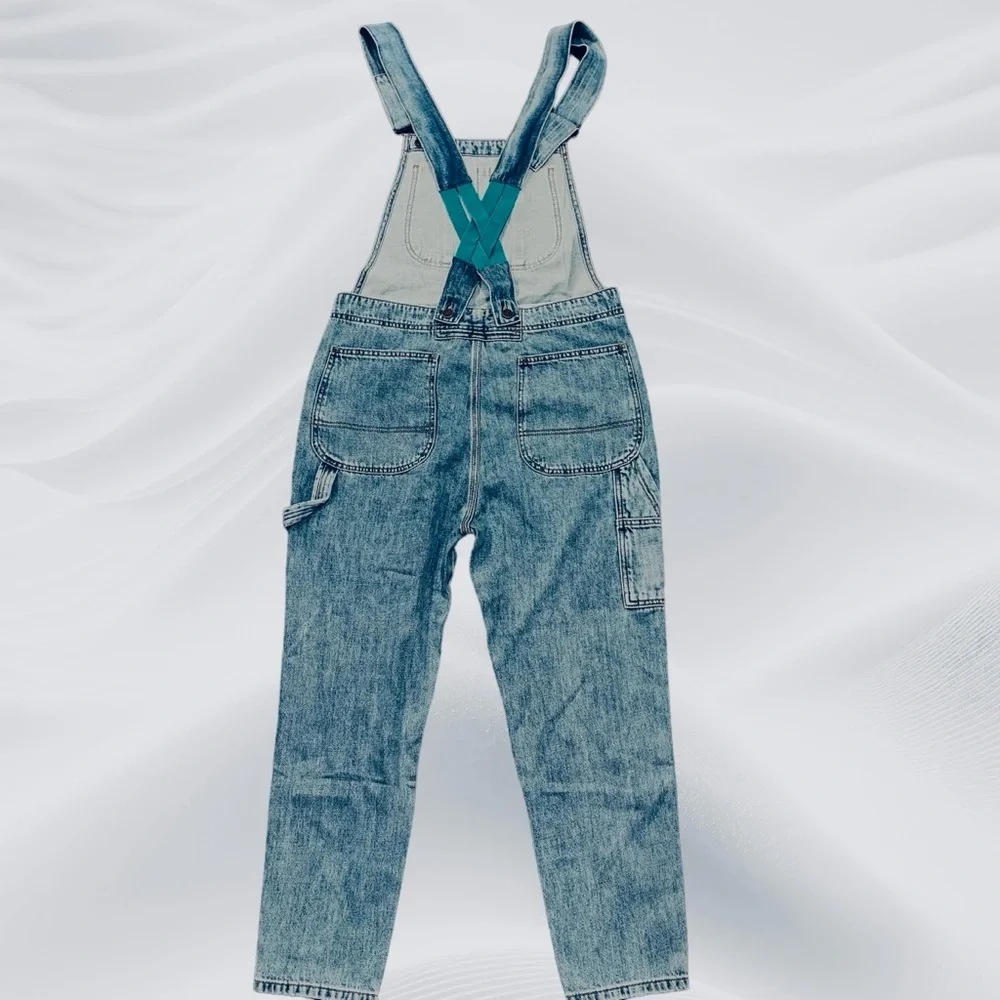NWT Sandrine Rose x Free People Denim Overalls Size Medium‎ Green Bungie